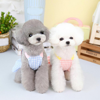 Φόρεμα Pet Princess Small Dog Puppy Ρούχα Αμάνικο βολάν BABY Κέντημα κουμπιά καρό άνοιξη καλοκαίρι προμήθειες για κατοικίδια