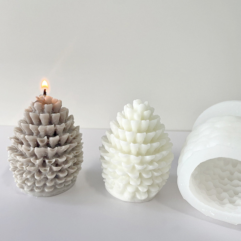 3D jõulumänni koonustest silikoonküünla vorm DIY käsitsi valmistatud aroomiteraapia kipsivaigust männikoon käsitöö kodu jõulukaunistuste tegemine