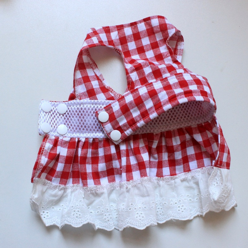 Mežģīņu pleds Kleita Suņiem Apģērbs Mājdzīvnieks Salds suņiem Apģērbs Mazs Kostīms Franču buldogs Jauki Vasaras Sarkana Meitenes Apkakle Perro