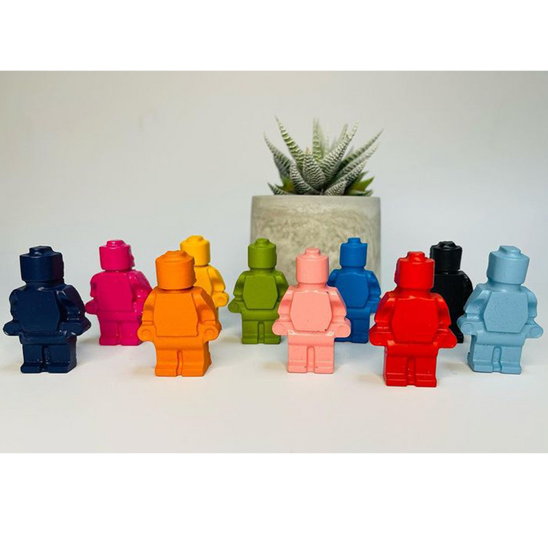 Roboti Silikona sveču veidne DIY 3D Celtniecības bloki Šokolādes cepumi Fondant Ledus veidnes Ziemassvētku dāvanas Amatniecības piederumi Mājas dekors