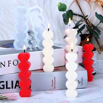 5 Cavity Love Heart Candle Kalup Направи си сам Ароматерапевтична мазилка Силиконова форма Орнамент за домашен декор Ръчно изработени форми от смола за правене на свещи