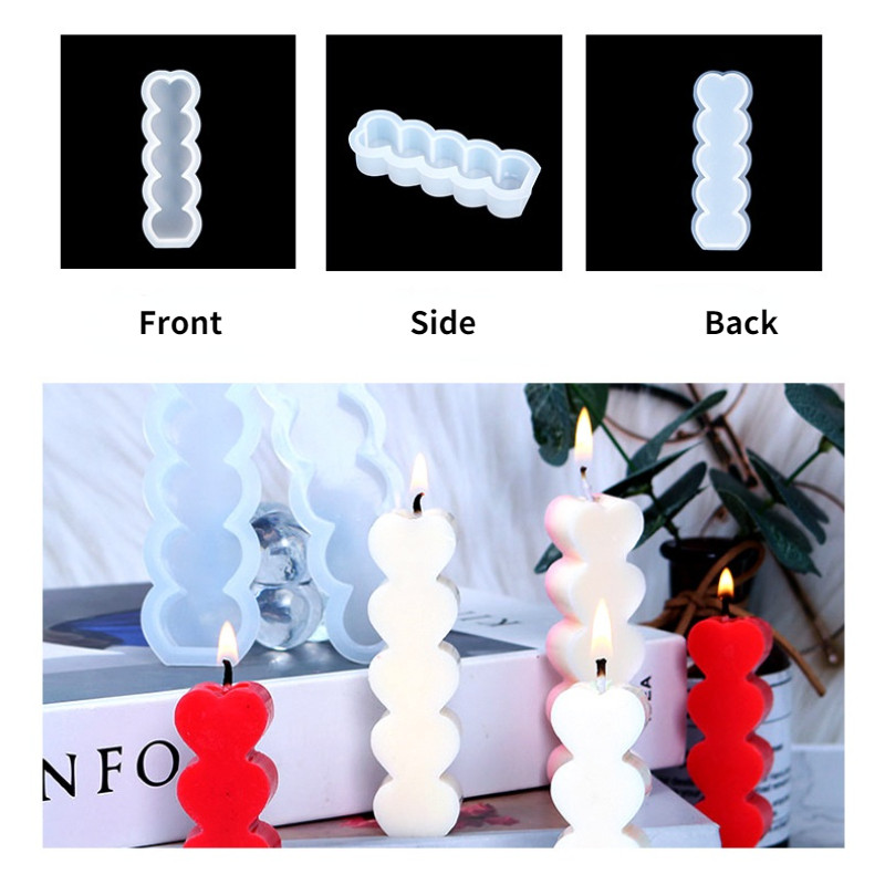 5 Dobuma mīlestības sirds sveču veidne DIY aromterapijas ģipša silikona veidne mājas dekorēšanai, ar rokām gatavotas sveču izgatavošanas sveķu veidnes