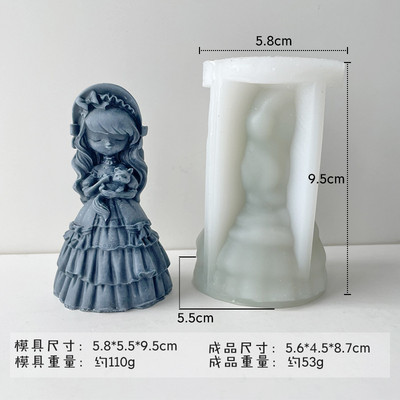 Lelles silikona sveču veidne aromterapijas ģipša lelles dekorēšana pelējuma līme nomešanas veidne DIY lelles fotografēšanas piederumi sveču veidne