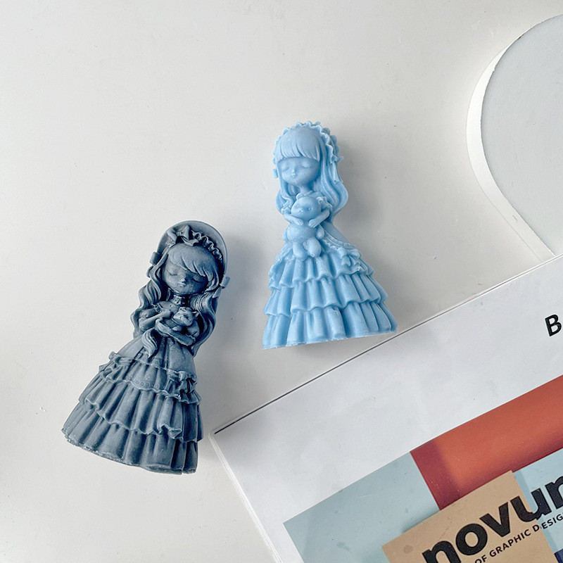 Lelles silikona sveču veidne aromterapijas ģipša lelles dekorēšana pelējuma līme nomešanas veidne DIY lelles fotografēšanas piederumi sveču veidne