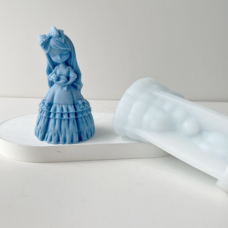 Lelles silikona sveču veidne aromterapijas ģipša lelles dekorēšana pelējuma līme nomešanas veidne DIY lelles fotografēšanas piederumi sveču veidne