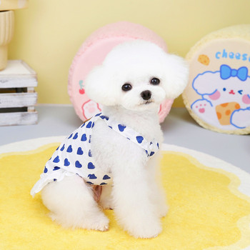 Сърдечна дантелена пола Кучешки дрехи Kawaii Princess Dress Малки кучета Облекло Котка Корейска мода Пролет Лято Сладко момиче Предмети за домашни любимци
