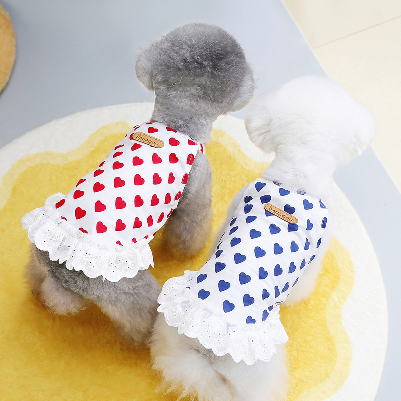 Sirds mežģīnes Svārki Suņu apģērbi Kawaii Princeses Kleita Mazi Suņi Apģērbi Kaķis Korejiešu Mode Pavasaris Vasara Jauki Meiteņu Mājdzīvnieki