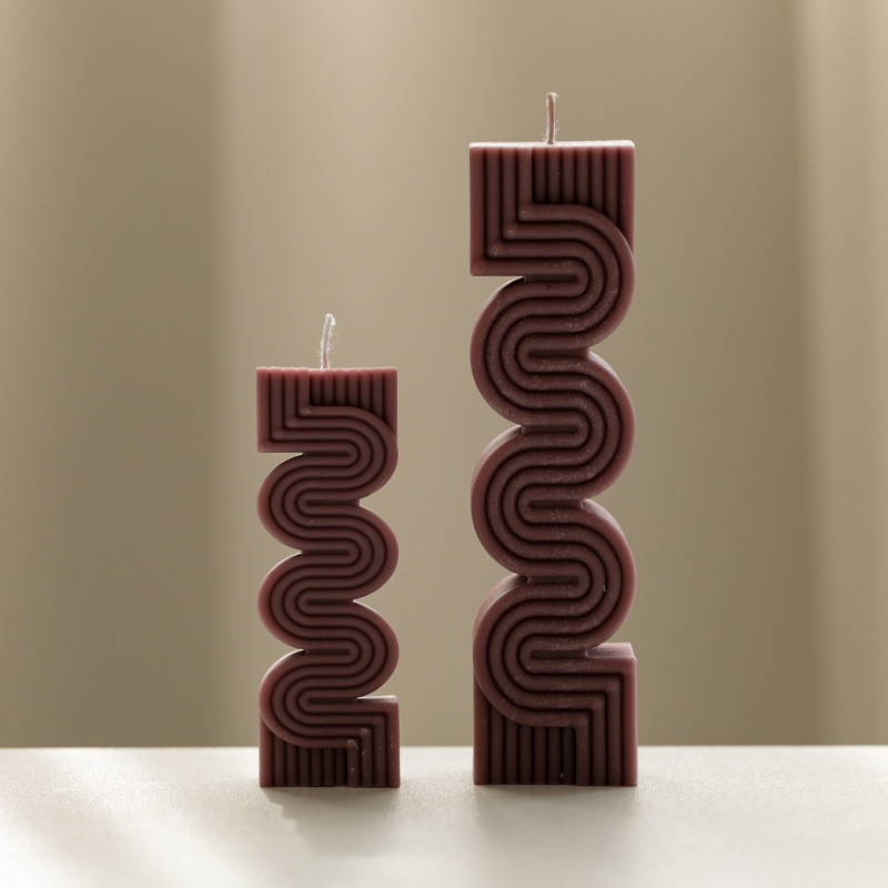 Geomeetrilise lainelise triibu kujuga küünla silikoonvorm Lihtne lahtivõetav küünla kipsist ripatsi valmistamine DIY silikoonvorm