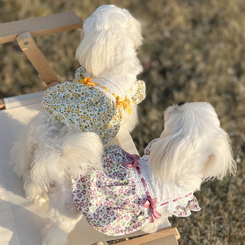 Дрехи за котки със сладки щампи Мека памучна лятна рокля за момичета Облекло за малки кучета Чихуахуа Мопс Кученце Палто Аксесоари за кучета