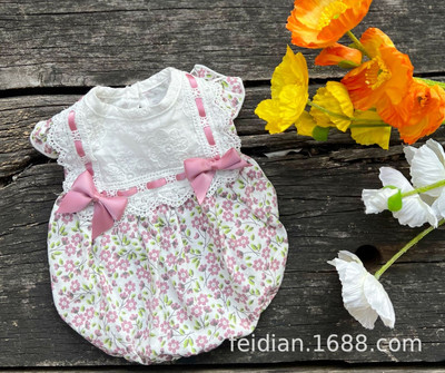 Saldi apdrukāti suņu kaķu apģērbi Mīkstas kokvilnas vasaras meitenes mājdzīvnieku tērps maziem suņiem Čivavas mopsis kucēnu mētelis Suņu aksesuāri