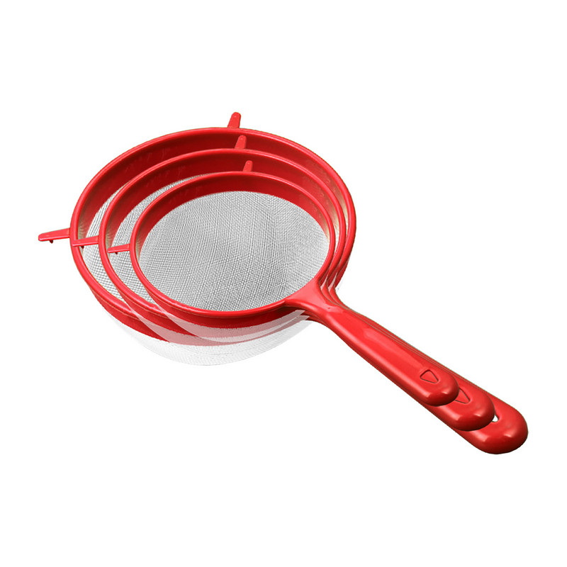 3 bucăți/set plastic cu plasă fină linguriță strecurătoare strecurătoare sită de făină cu mâner suc de ceai strecurătoare instrument unelte de bucătărie accesorii