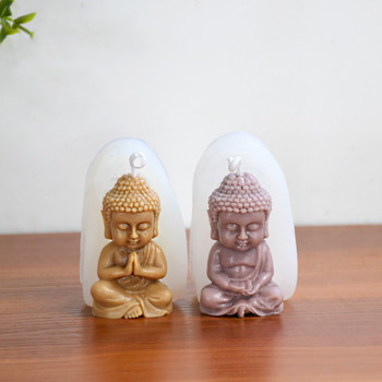 3D Буда Силиконова форма за свещи Медитация Пеене на Буда Гипсова глина Епоксидна смола Консумативи за производство на сапун Процес на църковна декорация