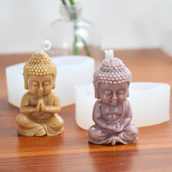 3D Буда Силиконова форма за свещи Медитация Пеене на Буда Гипсова глина Епоксидна смола Консумативи за производство на сапун Процес на църковна декорация
