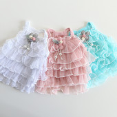 Printsessi koera kassi kleit Tutu lilleline pitsdisain Lemmiklooma kutsika seelik Kevad/suvi riided 5 suurust