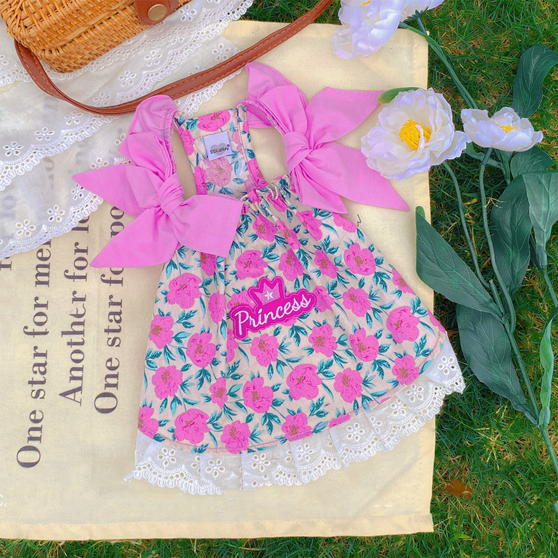 Suņu kleita Mežģīnes Zieds Suņu Apģērbs Jauki Kokvilnas Sukaņi Kucēnam Svārki Pavasaris Vasara Saldi mājdzīvnieku Suņu Apģērbi Tedijs Čivava