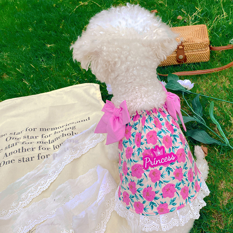 Suņu kleita Mežģīnes Zieds Suņu Apģērbs Jauki Kokvilnas Sukaņi Kucēnam Svārki Pavasaris Vasara Saldi mājdzīvnieku Suņu Apģērbi Tedijs Čivava