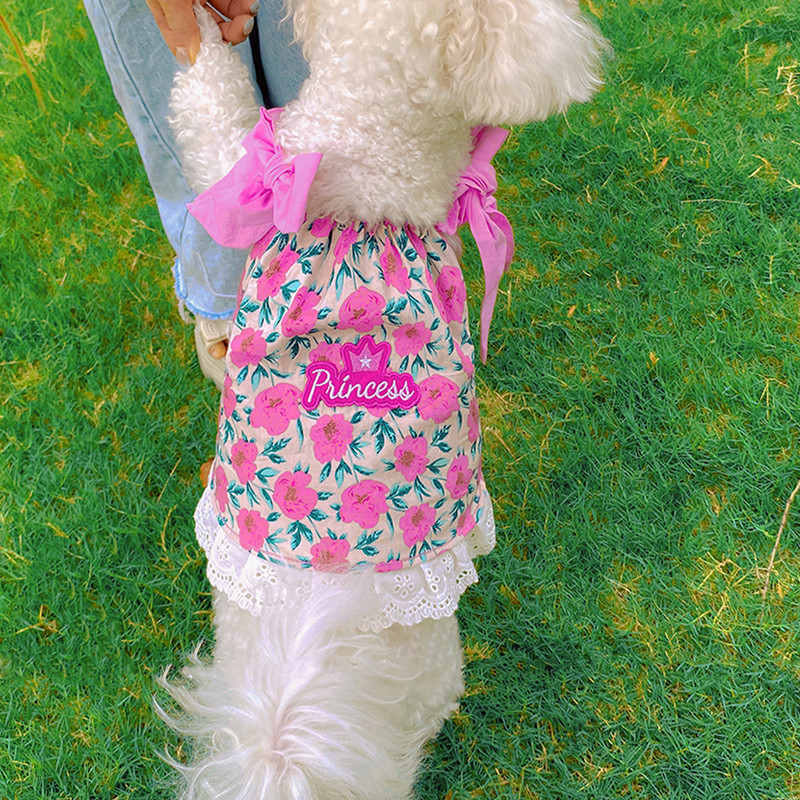 Suņu kleita Mežģīnes Zieds Suņu Apģērbs Jauki Kokvilnas Sukaņi Kucēnam Svārki Pavasaris Vasara Saldi mājdzīvnieku Suņu Apģērbi Tedijs Čivava