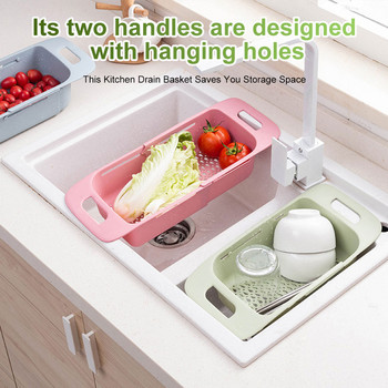 Прибираща се регулируема мивка Кошници за измиване на плодове и зеленчуци Домакински кухненски умивалници Дренажни кошници Кухненски принадлежности
