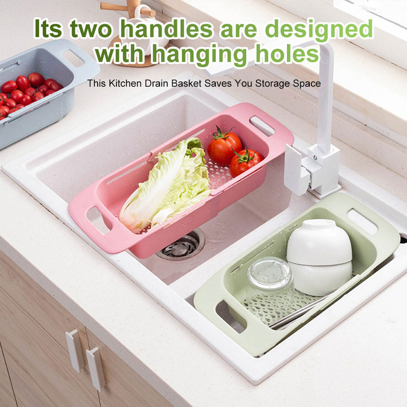 Behúzható, állítható mosogató Mosogató Gyümölcs Zöldség Kosarak Háztartási Konyhai Mosdók Csapadék Kosarak Konyhai Kellékek
