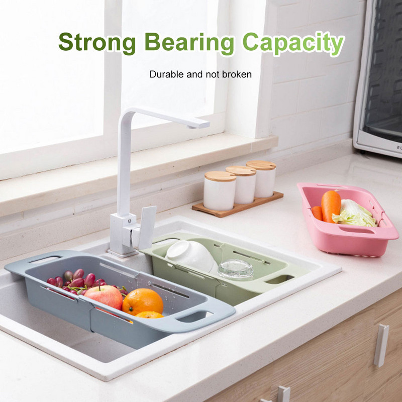 Behúzható, állítható mosogató Mosogató Gyümölcs Zöldség Kosarak Háztartási Konyhai Mosdók Csapadék Kosarak Konyhai Kellékek