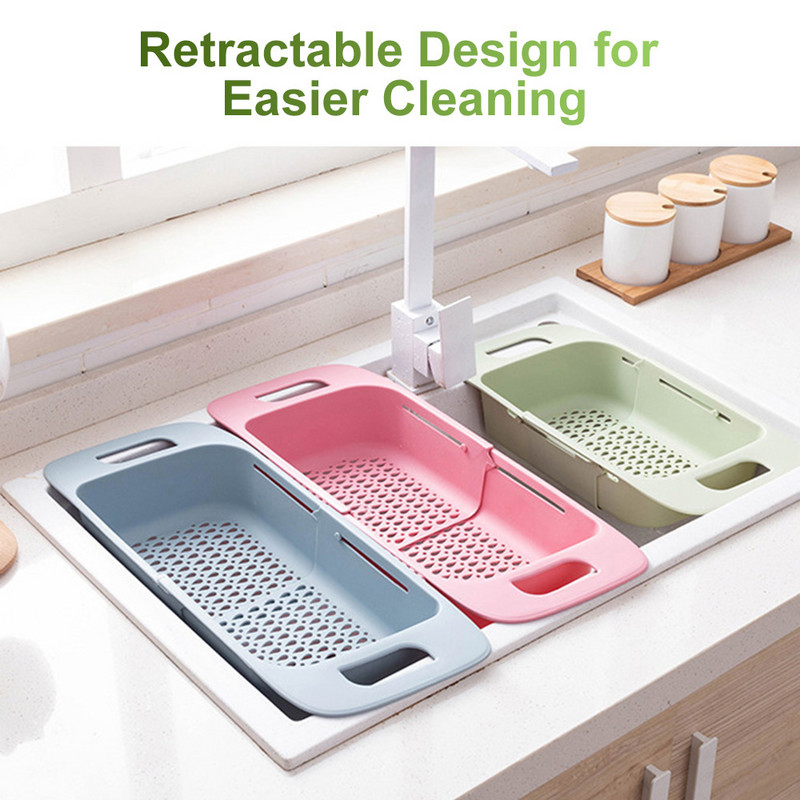 Behúzható, állítható mosogató Mosogató Gyümölcs Zöldség Kosarak Háztartási Konyhai Mosdók Csapadék Kosarak Konyhai Kellékek