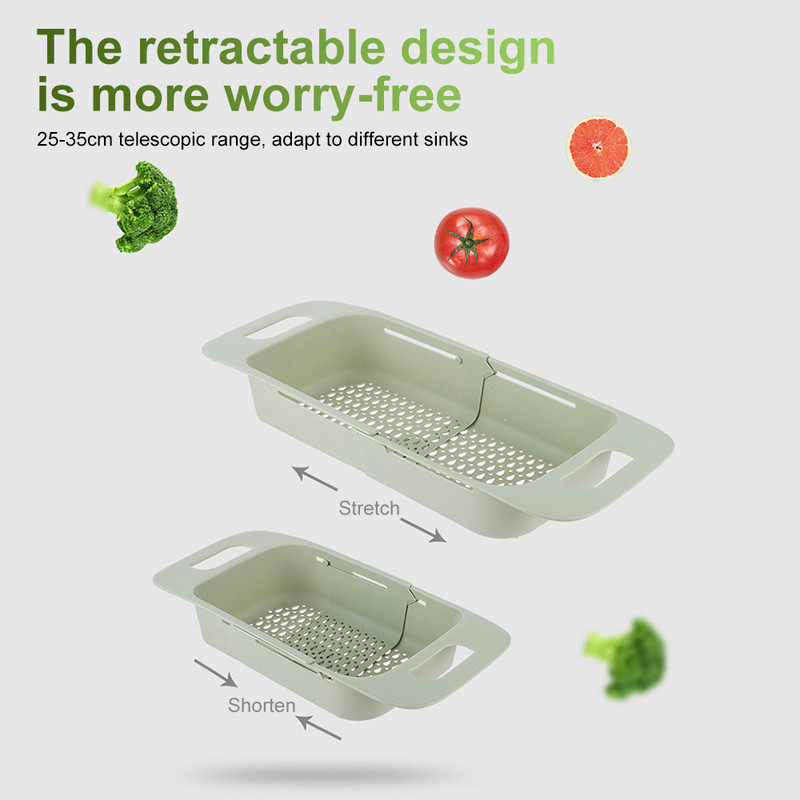 Behúzható, állítható mosogató Mosogató Gyümölcs Zöldség Kosarak Háztartási Konyhai Mosdók Csapadék Kosarak Konyhai Kellékek