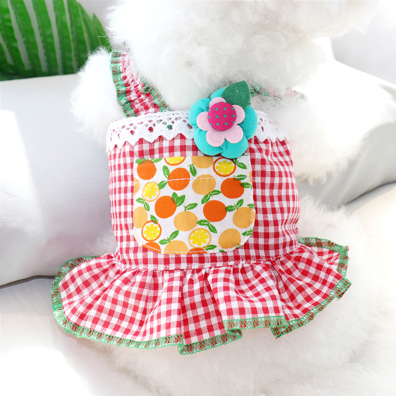 Φούστα για κουτάβια γάτας για κατοικίδια Άνοιξη και καλοκαίρι Φόρεμα για σκύλους Ροζ καρό Ρούχα κατοικίδιων που αναπνέουν Ρούχα με δύο πόδια Pet Dog Sling XS-XL