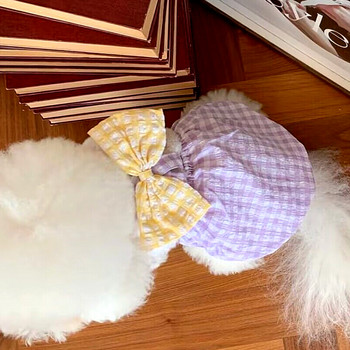 Пола с панделка за домашни любимци Бишон рокля с фризе Пудел Летни дрехи Кученце Карирана риза Модни дрехи за кучета Стоки за домашни любимци XS-XL