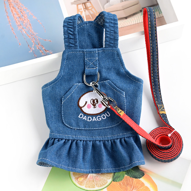 Mājdzīvnieku apģērbi Maza suņu kleita Bowknot Jauki džinsa svārki Ērti Mīksti Izvelkams Mājdzīvnieku Mētelis Mode Mājdzīvnieku Apģērbi Čivava Jorkšīra