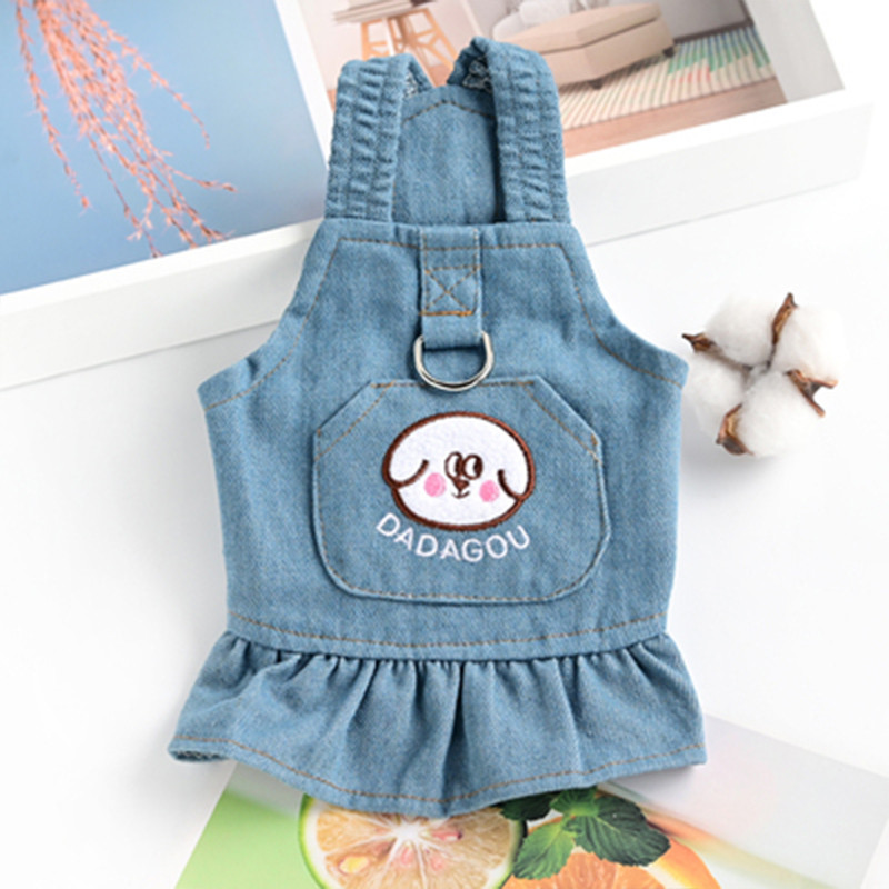 Mājdzīvnieku apģērbi Maza suņu kleita Bowknot Jauki džinsa svārki Ērti Mīksti Izvelkams Mājdzīvnieku Mētelis Mode Mājdzīvnieku Apģērbi Čivava Jorkšīra