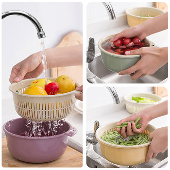 Αναλώσιμα κουζίνας Κουζίνα Διπλό Καλάθι Αποστράγγισης Σούπα για Πλύσιμο Φρούτων Λαχανικών Πτυσσόμενο Στραγγιστήρι Κουζίνα Gadgets Αξεσουάρ