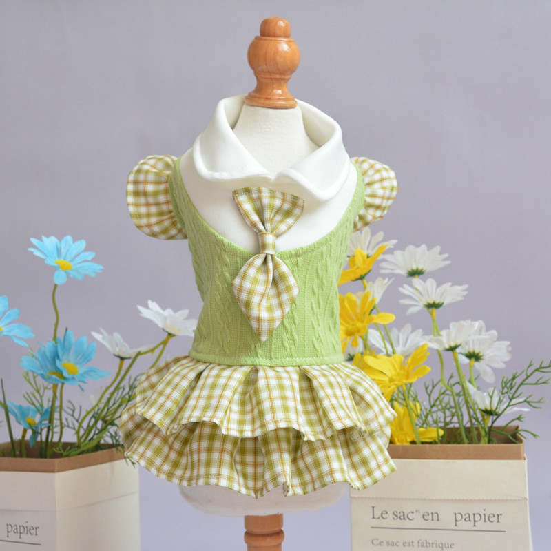 Plaids Suņu Kleitas Suņu Džemperis Mājdzīvnieku Apģērbs Kucēns Meitene Viengabala Elpojoši Svārki Suņu kleita Kaķu tērpi Apģērbs