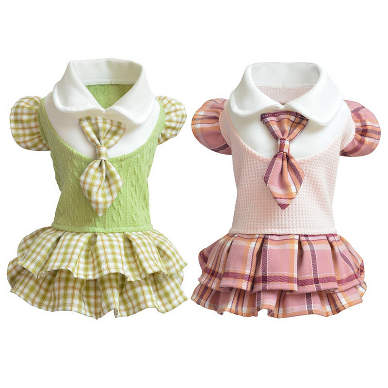 Plaids Suņu Kleitas Suņu Džemperis Mājdzīvnieku Apģērbs Kucēns Meitene Viengabala Elpojoši Svārki Suņu kleita Kaķu tērpi Apģērbs