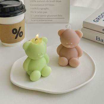 3D мечка Свещ Силиконова форма Сладка мини свещ с аромат на животни Сапунена мазилка Декоративна украса Занаятчийска форма Направи си сам Форма за печене на торта