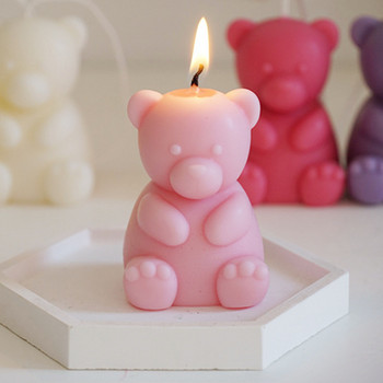 3D Bear Candle Mould Silicone Cute Mini Animal Scented Candle Soap Γύψινο διακοσμητικό καλούπι χειροτεχνίας Καλούπι ψησίματος για κέικ Diy