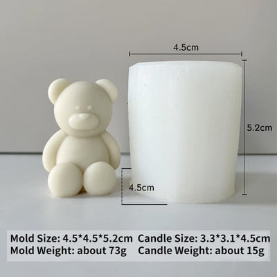 3D lāča sveces silikona veidne Jauka mini dzīvnieku aromātiskā sveču ziepju ģipsis dekoratīvā dekorēšana amatniecības veidne Diy kūkas cepšanai