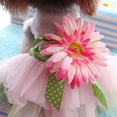 Рокля за сладки кучета Рокля за принцеса Цветя Перли Удобна рокля за кучета Пола Розови дантелени дизайни Аксесоари за кученца