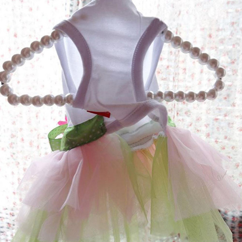 Jauka suņu kūciņa kleita princeses kleita ar ziediem pērlēm Ērta suņu kleita svārki rozā mežģīņu modeļi kucēnu suņu aksesuāri