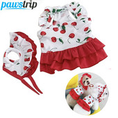 Καλοκαιρινά ρούχα για σκύλους τύπωμα μαγιό σκύλου Cherry μαγιό Φόρεμα λεπτό αναπνεύσιμο φόρεμα σκυλιών για μικρά μεσαία σκυλιά Ρούχα για κουτάβια