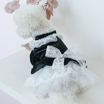 Φόρεμα σκύλου για γάτα καρό και σχέδιο φιόγκων για θηλυκό κατοικίδιο κουτάβι Ρούχα για άνοιξη/καλοκαίρι