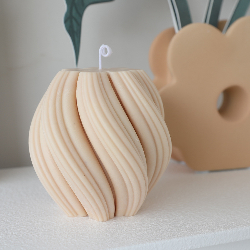 Rotējošas ģeometriskas kolonnas sveces silikona veidne DIY Abstract Art Ziepju sveķu ģipša veidne Aromātiskās sveces Dāvanu amatniecība Mājas dekors