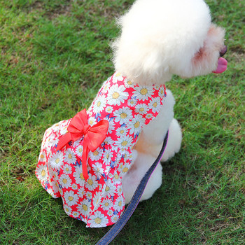 Флорална рокля за куче за домашни любимци Рокля за принцеса с панделка Пола за куче Пролет Лято Секция Рокли без ръкави Чихуахуа Теди Дрехи за малки кучета