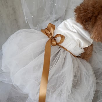 Καλοκαιρινά σκυλιά Νυφικό Ρούχα για κατοικίδια Πριγκίπισσα Φόρεμα Ρούχα σκυλιών Μικρό κοστούμι Γαλλικό μπουλντόγκ Λευκή φούστα για κορίτσι