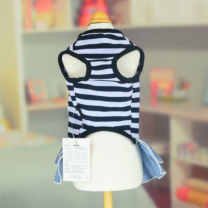 Vasaras kleita sunim Pet Svītra kleita Tutu džinsa kleita Maza vidēja suņa Čivavas Kāzu svārki Mājas suns Džins Apģērbi Mājdzīvnieku tērpi