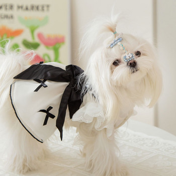 Ρούχα για σκύλους Προμήθειες για κατοικίδια Νυφικό μαργαριτάρι Μαύρο φιόγκο Φούστα για κουτάβι Ρούχα Πομερανίας Πριγκίπισσα γάτα Φούστα για σκύλους