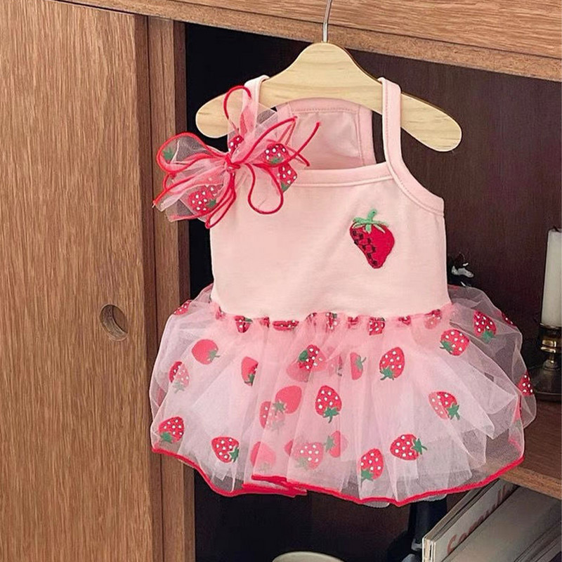 Zemeņu suns Kleita Mājdzīvnieku Apģērbs Suskariņi Svārki Suņa Kostīms Princeses Kleita Maza Suņa Plāna Vasaras Suņa Svārki Jorkšīras