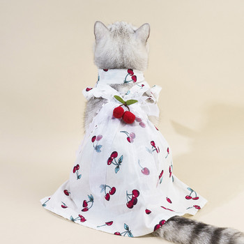 New Ins Cherry Pet Clothes Dog Wedding Dress Meow Skirt Dress Pet Dress Gift Папийонка Дизайнерски Дрехи за Кучета