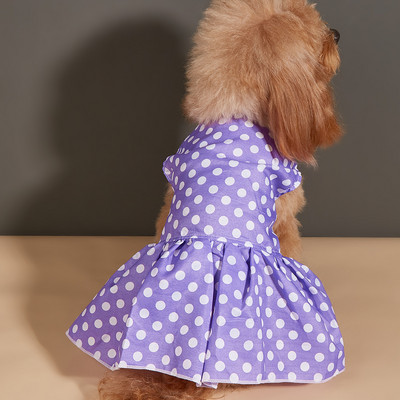 Лятна кучешка дантела рокля от тюл Pet Dog Cats Princess Skirts Clothes Puppy Party Wedding Bow Dress Pets Dot Sleeveless Prerams Dress