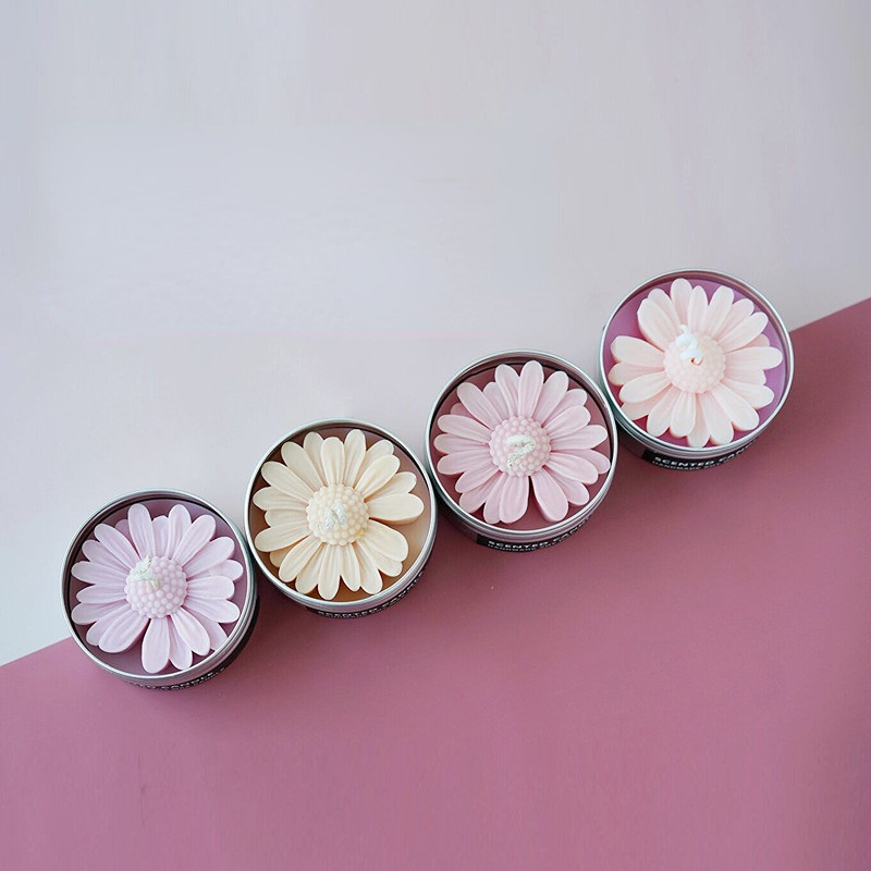 Margrietiņa aromātiskā svece margrietiņa silikona sveču veidņu skārda alumīnija kastīte sveču izgatavošanas komplektam DIY ziedu ar rokām darināta sveču veidne