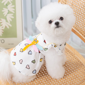 Love Print Ρούχα για σκύλους Χαριτωμένο καλοκαιρινό φόρεμα για κουτάβι Λεπτό Teddy Φόρεμα Bichon Jumper Pet Φούστα με Προμήθειες για κατοικίδια σακίδιο